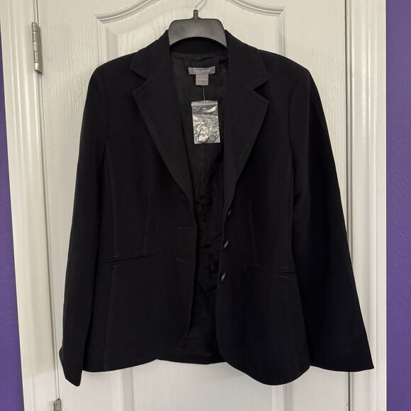 ANN TAYLOR 3 Button Blazer Jacket Black Lined Unique Stitch Women’s Size 2 - Picture 12 of 12